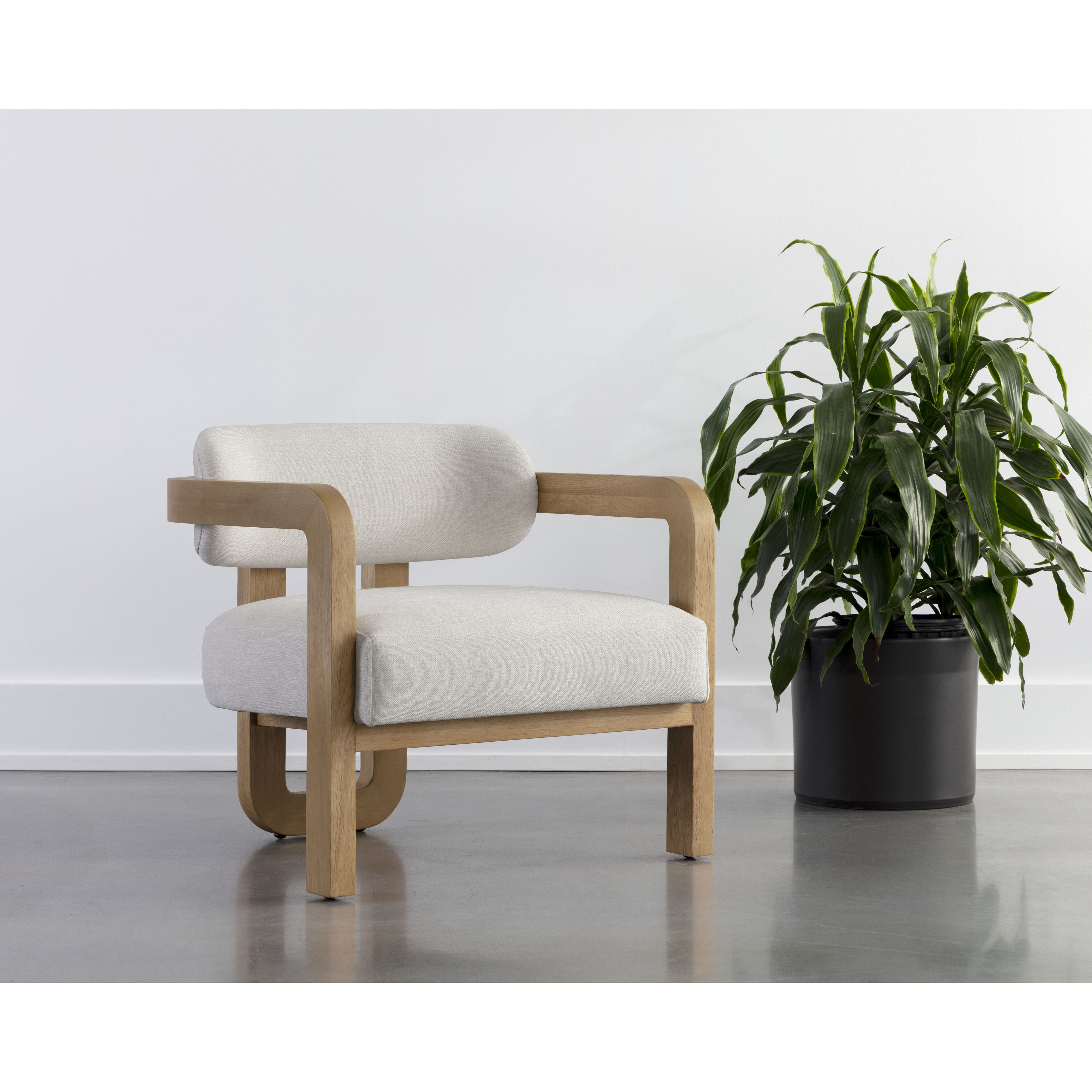 Madrone Rustic Oak / Heather Ivory Tweed Lounge Chair